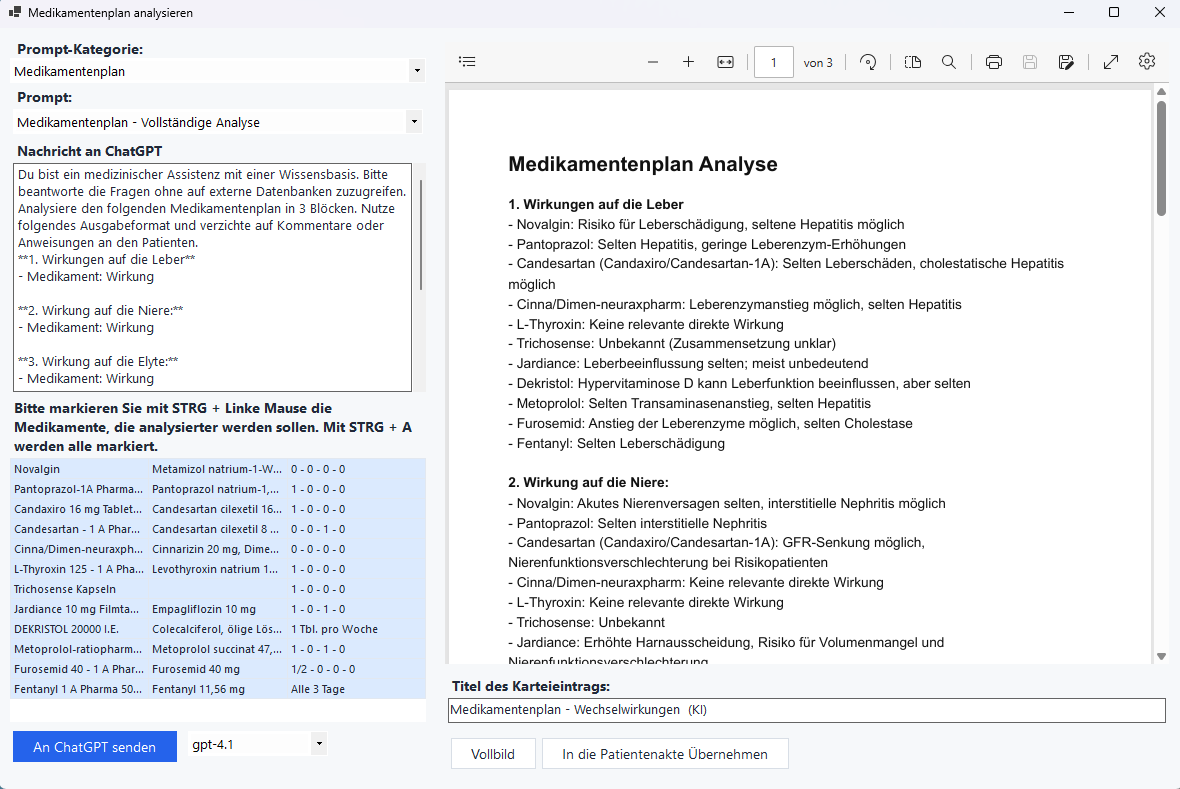 Medikamentenplan-Analyse im Euvejo